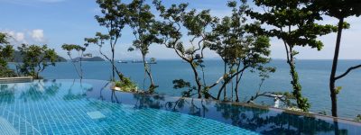 Infinity pool with palm trees