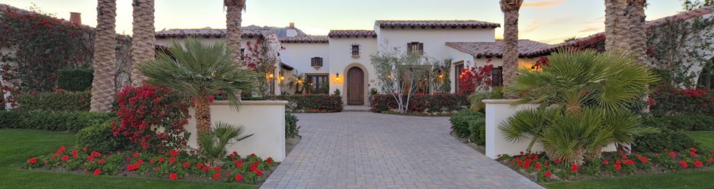 Front entrance façade of luxury villa