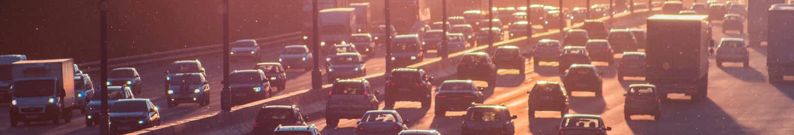 Traffic on a highway demonstrating gas usage