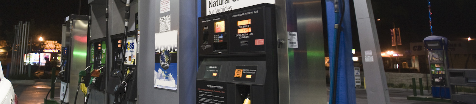 Gas pumps where you might hedge your gas prices