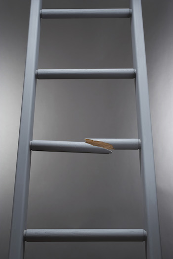 Ladder with one step broken denoting the worst that can happen