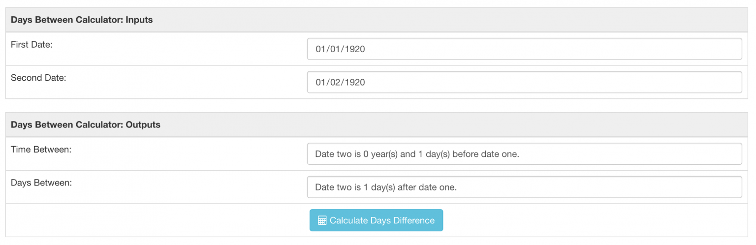 Days Between Dates Calculator What Was The Time Difference Days between dates calculator what was the time difference