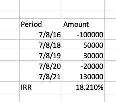 XIRR Calculation in Excel