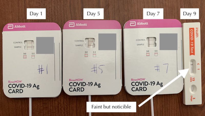 9 days of positive tests for COVID – probably omicron