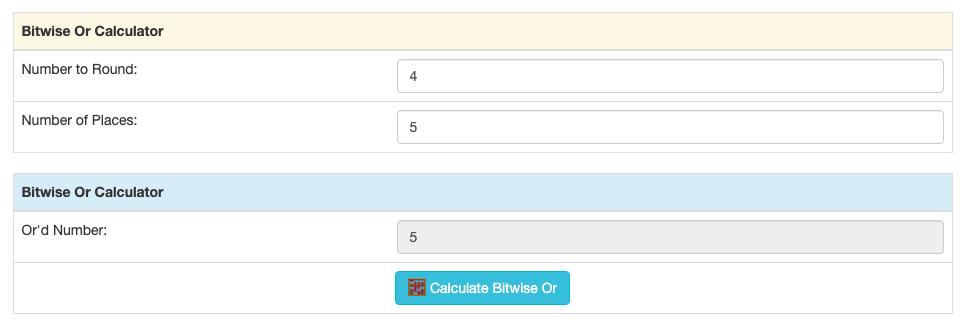 Bitwise or of 4 and 5 in the tool