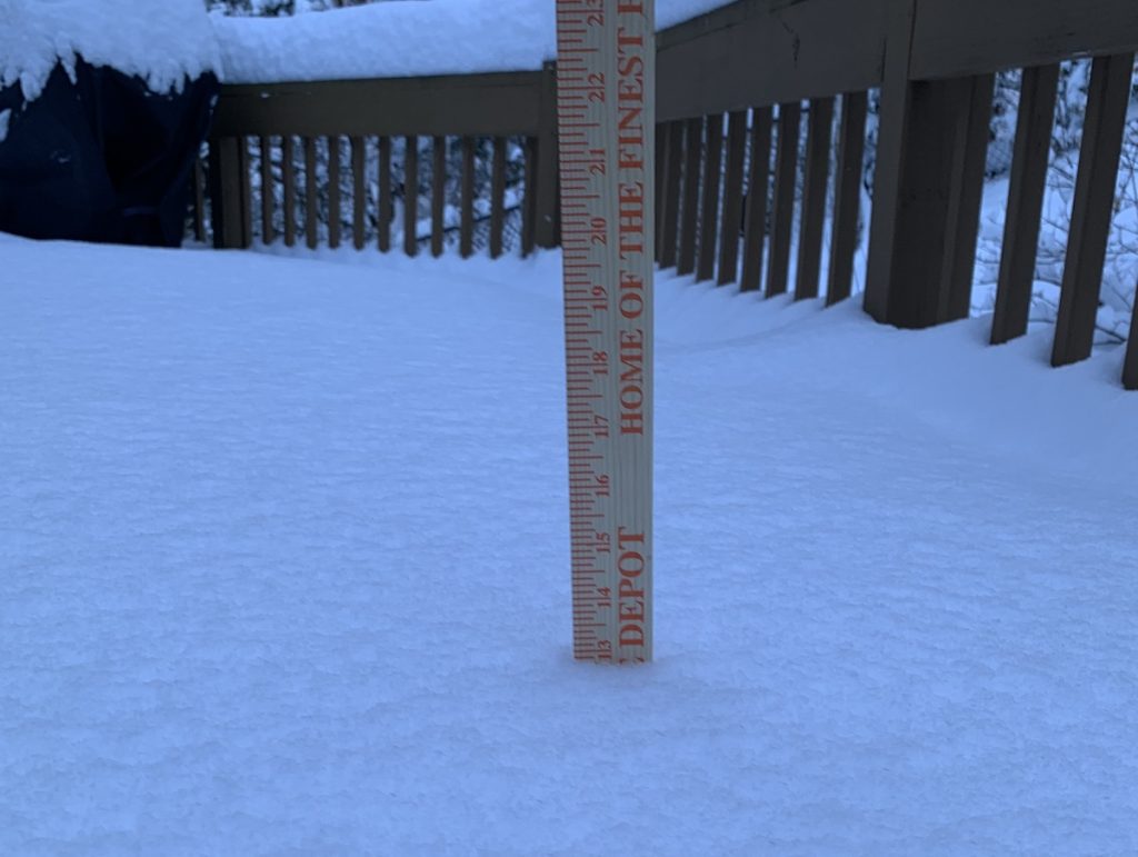 13" accumulation of snow in New Hampshire