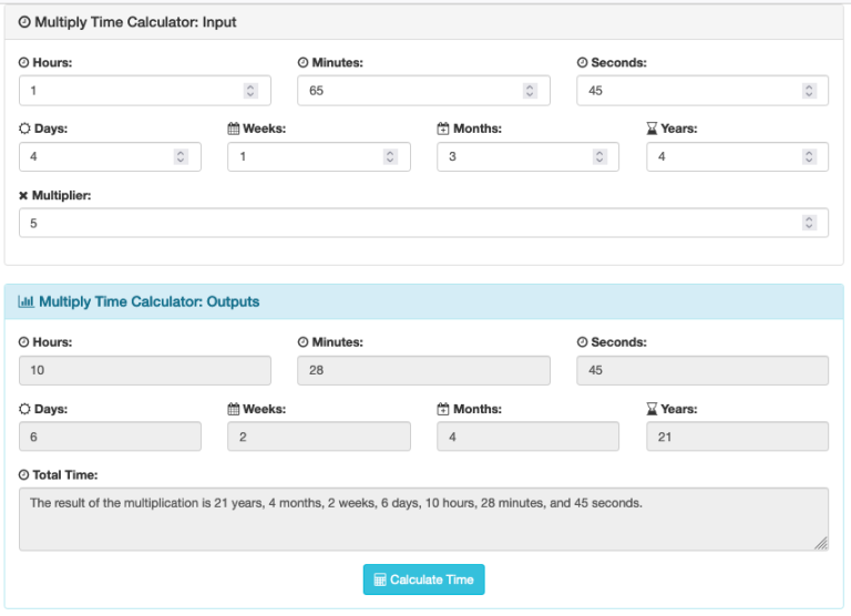 Multiply Time Calculator extend and calculate time duration multiples