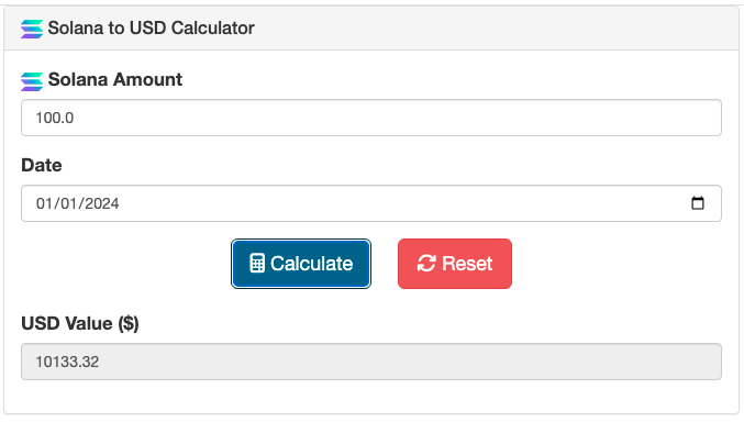 The Solana to Dollar Calculator