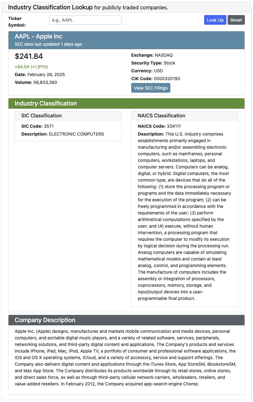 SIC and NAICS lookup for Apple Inc.