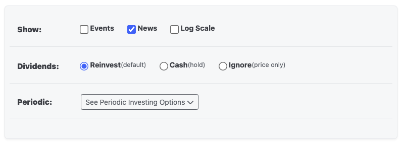 Stock Return Calculator advanced options