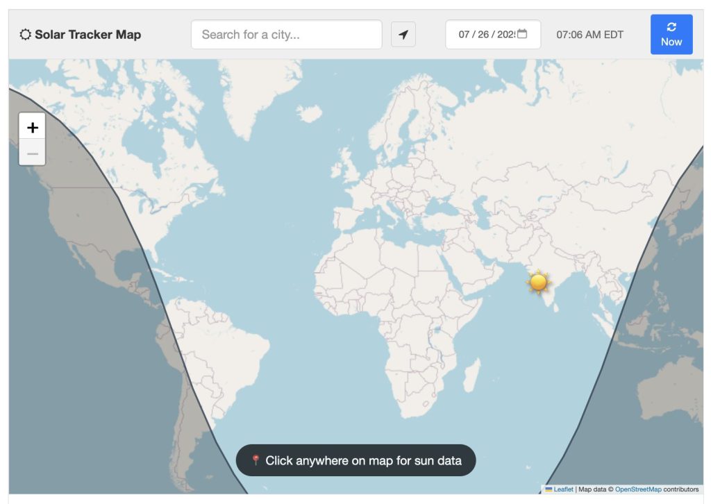 Basic overview of the sun tracker app.