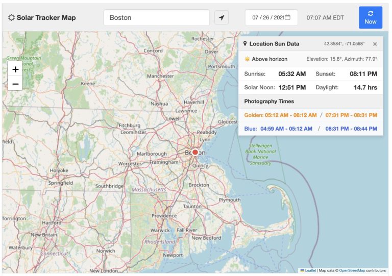 Solar Tracker Map - Real-Time Sun Position & Day/Night Visualization